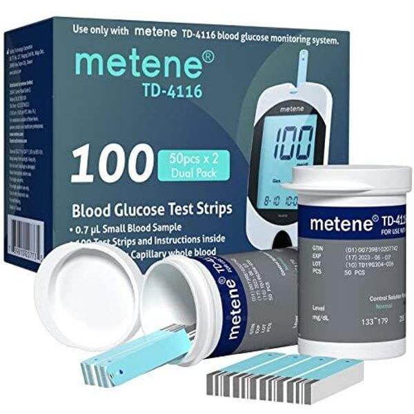 Metene TD-4116 Blood Glucose Test Strips 100 Count Blood Sugar Test Strips for