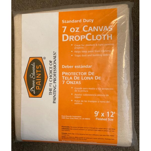 🟧 DUNN EDWARDS Paints 9’ x 12’ CANVAS DROPCLOTH Drop Cloth 7oz Standard Duty 🟧