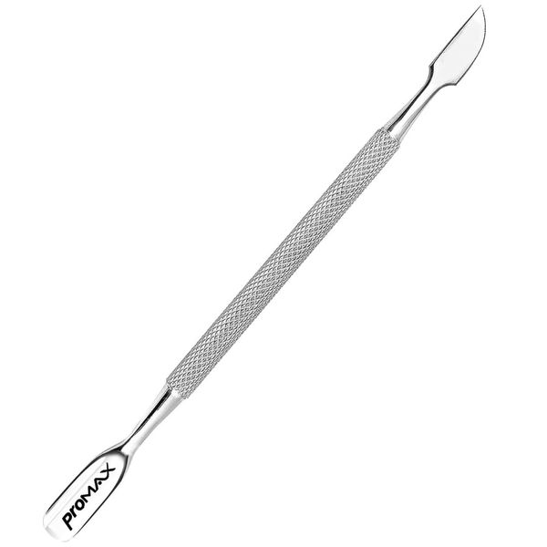 Promax care - Cuticle Pusher and Cutter - Professional Grade Stainless Steel Cuticle Remover and Cutter - Durable Manicure and Pedicure Tool - for Fingernails and Toenails - (Silver)