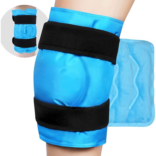 HEYOUTH Knie Kühlpads mit Klettverschluss,Wiederverwendbare Kühlakkus mit Gel,Kühlbandage Knie,Eisbeutel für Waden Eisbeutel für Verletzungen,für Knieersatzoperationen/Arthritis/Schwellungen