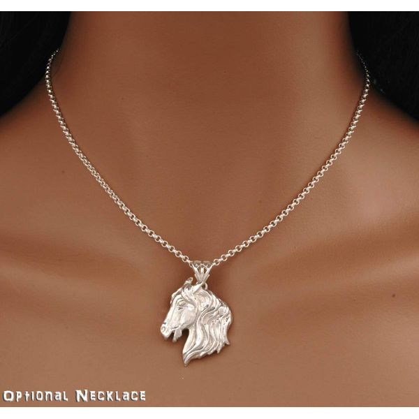 Solid Sterling Silver HORSE HEAD Pendant (Heavy Quality, Handmade UK) Optional Necklace