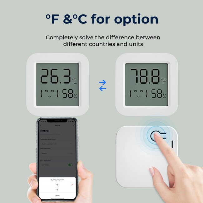 Wireless Bluetooth Thermometer Hygrometer, Mini Bluetooth Humidity