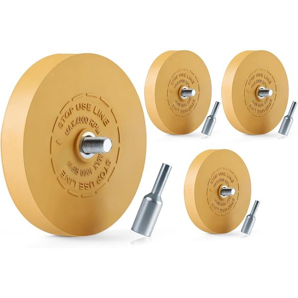 Rubber Eraser Wheel Decal Eraser Adhesive Sticker Drill Remover Tool, 4 Pack