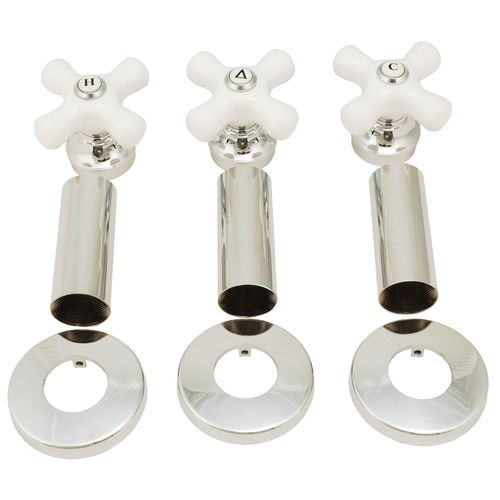 Shower Trim Kit Fits Price Pfister Crown Imperial Shower Faucet, with Porcelain Handles, Chrome Finish -By Plumb USA