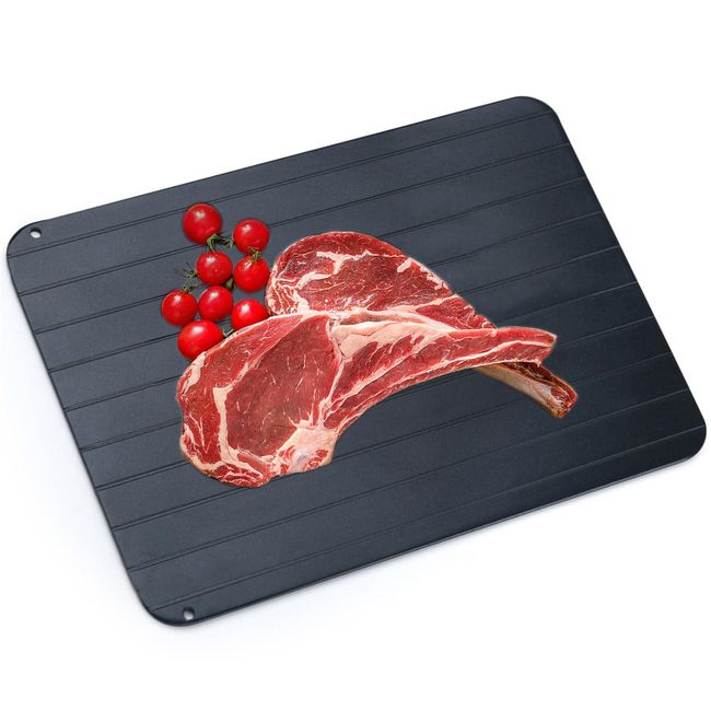 YFFSFDC Defrost Plate, Rapid Thawing Plate, Aluminum Alloy, Rapid Thawing, No Heating, For Fish, Meat, Steak, Frozen Food, Outdoor, Home, Kitchen Utensils (9.1 x 6.5 x 0.08 inches (23 x 16.5 x 0.2 cm)