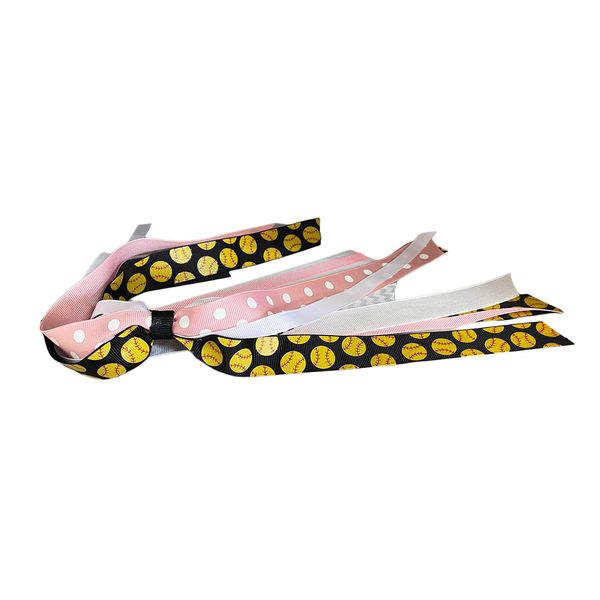 Glitter Softball Ponytail Bow for Girls, Match Team School