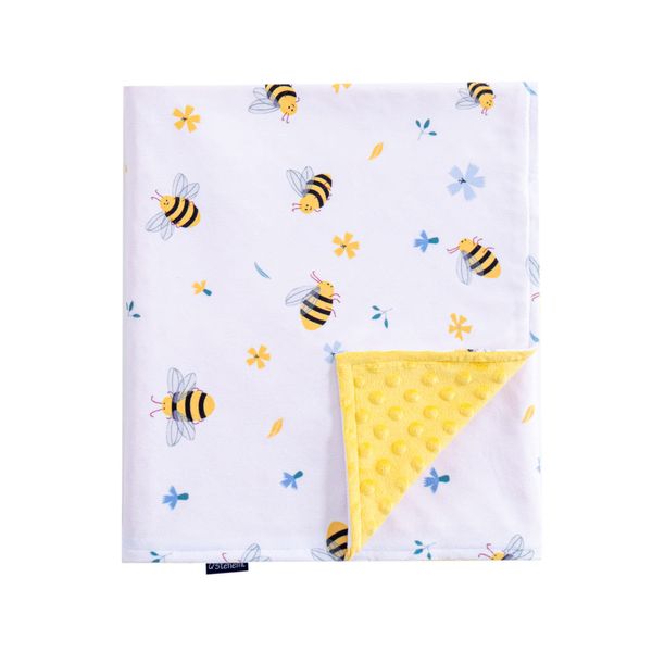 QSTEHEML Baby Blankets Super Soft for Boys, Minky Lightweight Blanket with Double Layer Unisex Newborn Personalized Travel Blanket for Toddler Nursery，Yellow Bee, 30X40 Inches