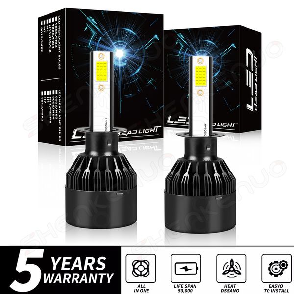 H1 LED Headlight Bulbs Replacement Kit High Low Beam Super Bright 6500K White