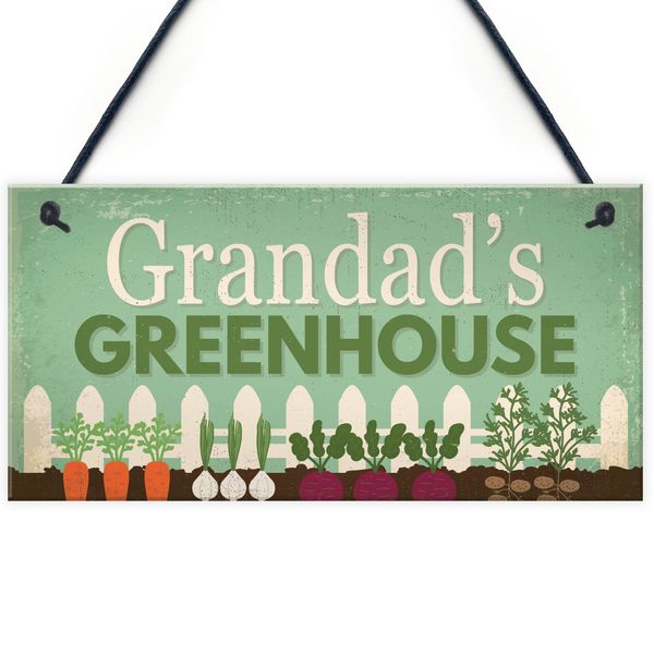 RED OCEAN Grandad's Greenhouse Hanging Plaque Garden Shed SummerHouse Sign Dad