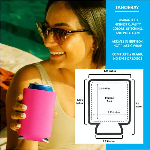 TahoeBay Blank Can Cooler Sleeves (5-Pack) Plain Soft Insulated Blanks for Soda, Beer, Water Bottles, HTV Vinyl Projects, Wedding Favors and Gifts (Multicolor)