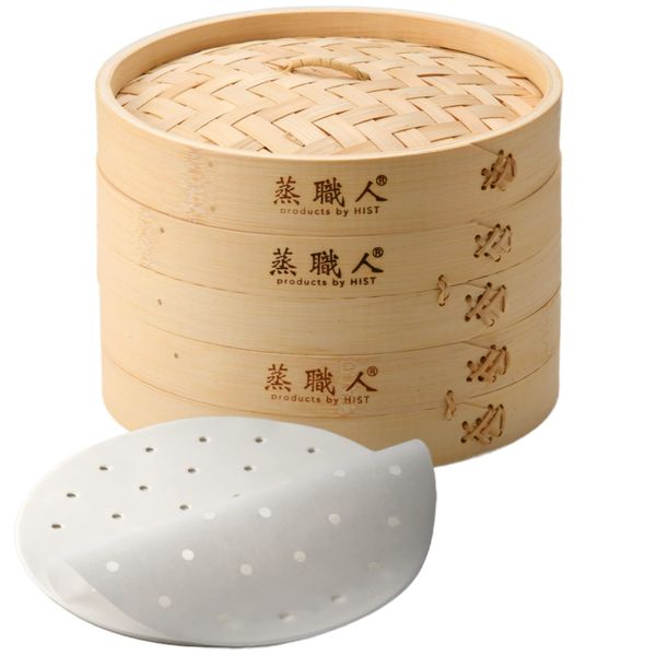 Commercial Kitchen Equipment, Heist Steamer, Bamboo Seiro, 2 Tiers (2 Main Units and 1 Lid), Commercial Use, Seiro Steamer, Includes 20 Sheets (Steamer, Bamboo 8.3 inches (21 cm)