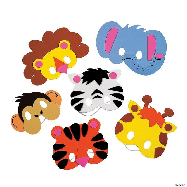 Fun Express DIY Animal Masks Craft Kit - Makes 12 Foam Masks - Crafts for Kids - VBS Vacation Bible School Supplies/Decor