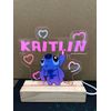 Personalized Stitch Writes Name on Top Acrylic LED Base Night Light Lamp Art