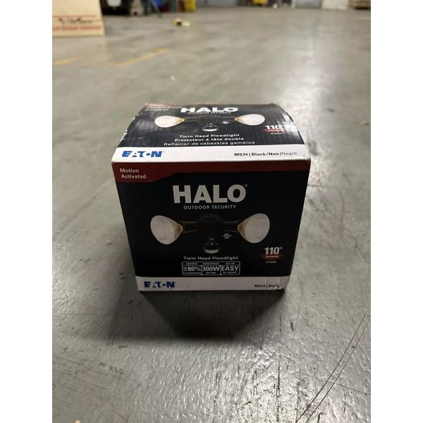 HALO Outdoor Security110 Degree Motion Detector Twin Head Floodlight Black