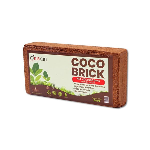 DIVCHI COCO BRICK 650g (8L) | ORGANIC | COCONUT FIBRE | 100% NATURAL | REPTILE FRIENDLY | PLANTING COCO SOIL | PH STABLE GROWING COMPOST I HIGH MOISTURE RETENTION I HEALTHY AERATION