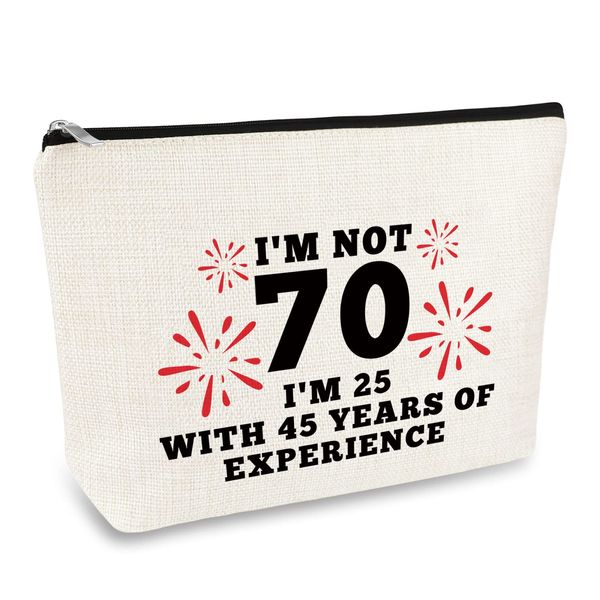 Funny 70th Birthday Gifts Turning 70 Makeup Bag 70th Birthday Gifts for Women Mom Grandmother 70 Year Old Birthday Gifts Seventies Theme Birthday Party Decorations Cosmetic Bag Born in 1953 Gifts