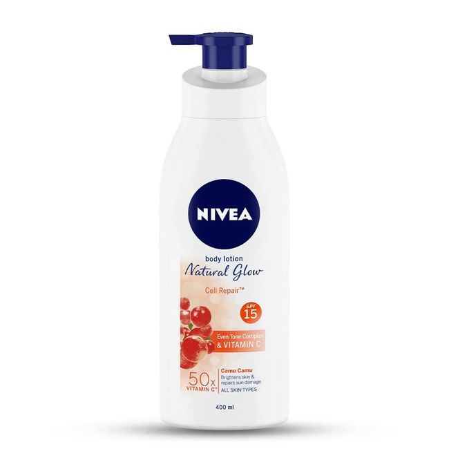 Nivea Body Lotion Natural Glow | Cell Repair Even Tone Complex & Vitamin C SPF 15 | 400ml (13.52 Fl OZ)