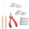 JFFX Hair Extensions Tools, Kits for Micro Link Hair Feather Extensions, Plier Micro Pulling Hook Bead Device for Micro Silicone Rings