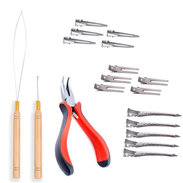 JFFX Hair Extensions Tools, Kits for Micro Link Hair Feather Extensions, Plier Micro Pulling Hook Bead Device for Micro Silicone Rings