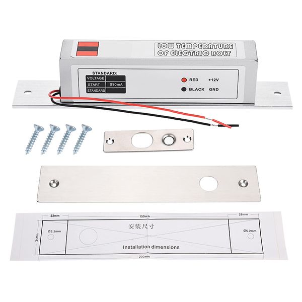 Fail Secure Deadbolt Electric Drop Lock, Electric Mortise Deadbolt Lock Low Temperature Lock NC Mode for Door Access Control