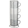 RA-HOMESTORE® New Patterned Jumbo Embossed Stacking Mugs 4pk Comes Together in A Neat Stack