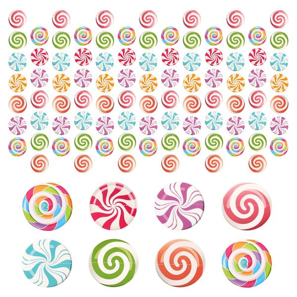 56 PCS Candy Party Decorations, 8 PCS Garlands Candy Paper Candyland Party Decorations Cutouts Lollipop Garland Banner Sweet Candy Hanging Decor for Candy Birthday Theme Party Supplies Sweet Shop