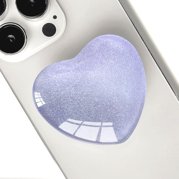 Ksadiye Expandiing Moblile Cell Phone Grip Heart Shape Glass Holder for Smartphones, Cellphone Collapsible Stand（ Purple