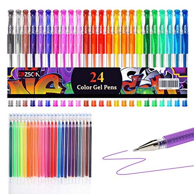  Gel Pen, Coloring Gel Pens for Kid Adult Coloring Books, 24  Colors Gel Art Markers Fine Point Pen with 24 Refills for School Office Art  Suppliers : Office Products