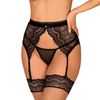 Obsessive Feminine lace garter belt, black, L-XL