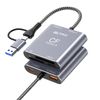 ufe020 USB 3.2 Gen2 10Gbps Type A Memory Card Reader with USB-A USB-C Cable for Android Windows MacOS Linux Camera Reader USB Compact 2TB Black