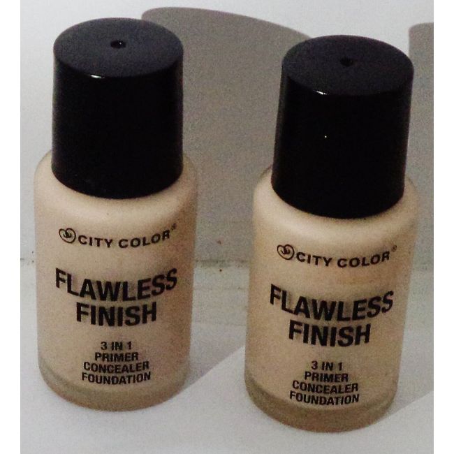 2 CITY COLOR FLAWLESS FINISH 3 In 1  Foundation NATURAL Sealed HTF RARE