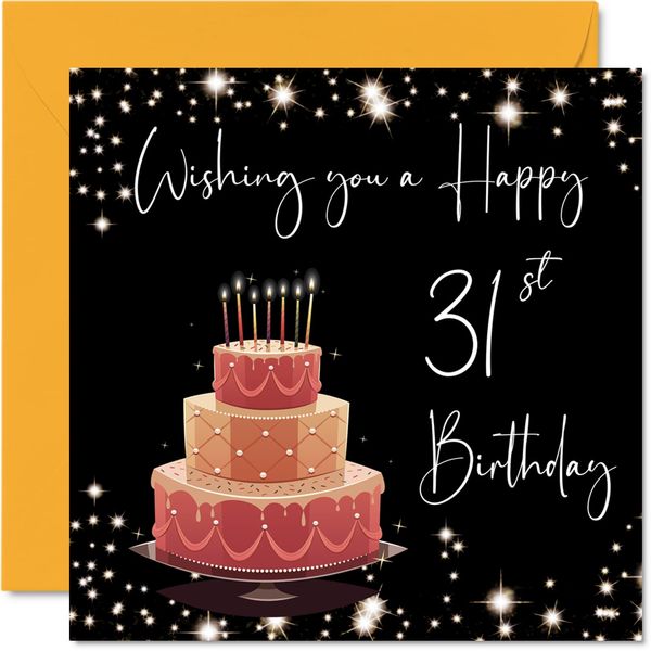 31st Birthday Card for Women Men - Stylish Elegant - Happy Birthday Cards for 31 Year Old Woman Son Daughter Brother Sister Uncle Auntie, 145mm x 145mm Thirty-One Thirty-First Bday Greeting Cards Gift