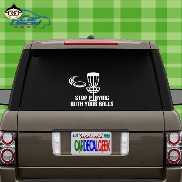 Disc Golf Stop Playing with Your Balls Vinyl Decal Sticker Bumper Cling for Car Truck Window Laptop Wall Cooler Tumbler | Die-Cut/No Background | Multi Sizes/Colors-Blue, 8"