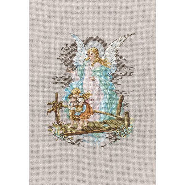 Janlynn Cross Stitch Kit, 8.125-Inch by 7-1/2-Inch, Guardian Angel,White