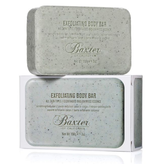 Baxter of California Exfoliating Body Bar Soap for Men with Cedarwood and Oak Moss Essence | For All Skin Types | Buffs Out Dry Skin and Boosts Cell Renewal | 7 ounces | Holiday Gift Guide