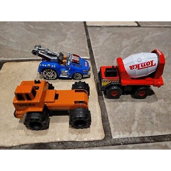 LOT 3 3" TONKA VEHICLES TOY TRUCKS CEMENT MIXER TOW TRUCK