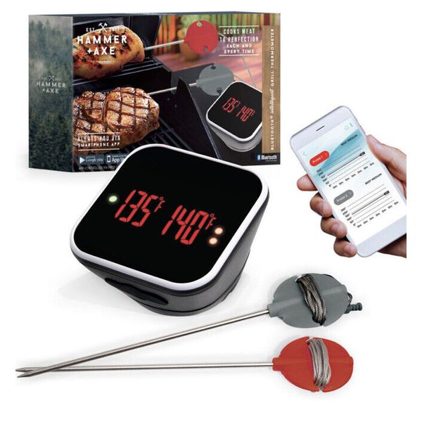 HAMMER + AXE BLUETOOTH INTELLIGENT GRILL THERMOMETER DOWNLOADABLE APP NEW