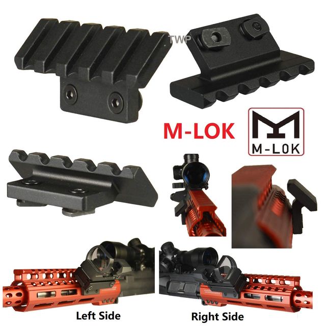 TWP M-LOK 45 Degree Offset Accessories Rail Mount Ambi-Design with 5 Slots Mounting Positions Black Anodized, Both Left and Right Side Applications on M-LOK Handguard