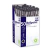 Design Group Box 50 Smooth Writing Rubber Grip Retractable Ballpoint Pens Black