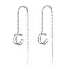Iszie 925 Sterling Silver Boho Punk Threader Pull Through with Ear Clipper Thread Dangle Pull Through Women's Earrings