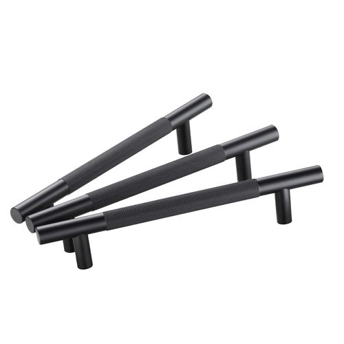 AITITAN 10 Pack Matte Black Cabinet Pulls - 96mm Hole Centers (150mm Length) Knurled Cabinet Pull and Black Cabinet Handles for Dresser Drawers, Cupboard and Wardrobe