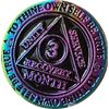 3 Month AA Medallion Reflex Rainbow Plated 90 Day Sobriety Chip