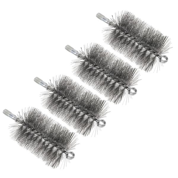 PATIKIL 3inch Chimney Brush, 4pcs Chimney Cleaning Brush Round Sweep Poly Steel Wire Chimney Cleaning Brush M12 Threaded for Chimney Fireplace Flue Pipe Rust Rod, 80mm