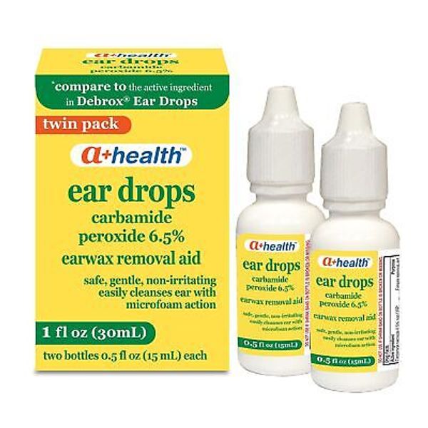 Earwax Removal Drops, Carbamide Peroxide 6.5%, Made in USA, Twin Pack, 1 fl O...