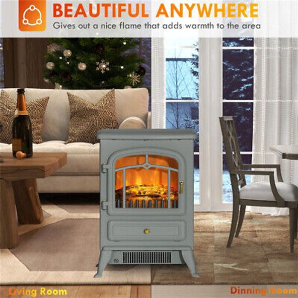 Cozy Electric Fireplace Heater Portable Adjustable Flame Effect Home Decor 1500W