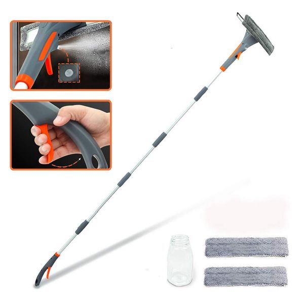 Extendable Window Squeegee with Spray, 3 in 1 Window Squeegee Cleaner, 76'' Window Cleaning Equipment Kit for Indoor/Outdoor High Window(2 PAD)[2022 Upgrade]