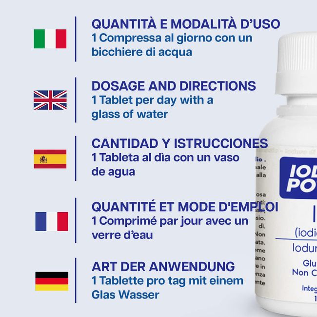 JOD TABLETTEN | 120 Hochdosierte Und Leicht Schluckbare Reine Jodtabletten | Jodzusatz Von 225 Mcg | Produziert In Italien