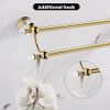 WINCASE Crystal Towel Holder Double, Adjustable Gold Towel Bar 18 to 30 Inch, Towel Rack Rail for Bathroom Wall Mounted