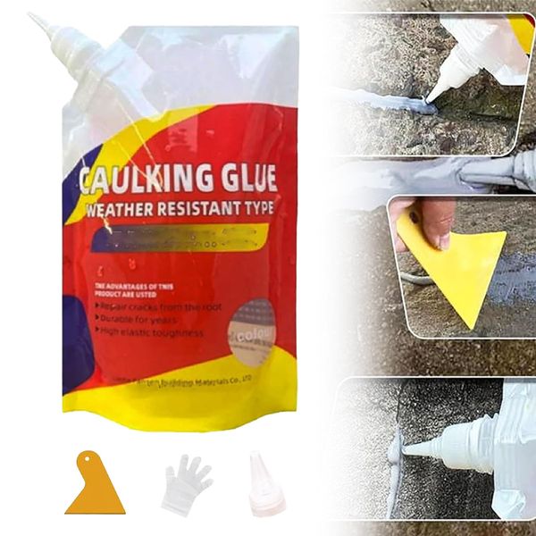 Slab Concrete Crack Waterproof Repair sealant,Caulking Glue for Concrete,Concrete Sealant,Magic Crack Filler for Concrete,Caulking Glue Weather Resistant,Caulking Glue（500g） (A Packet of)
