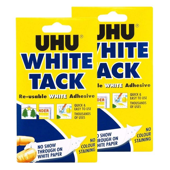 UHU White tack Twin Pack - Sticky Reusable Adhesive